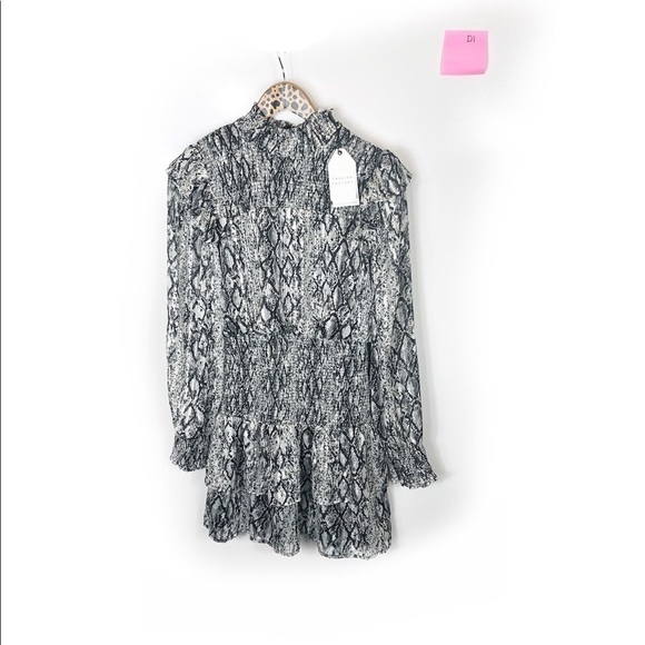 NWT English Factory smocked snakeskin mini dress S - Picture 2 of 2